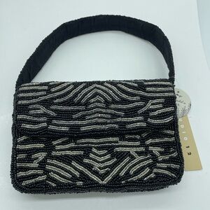 Studio 12 Black and Silver Beaded Shoulder Bag Women’s